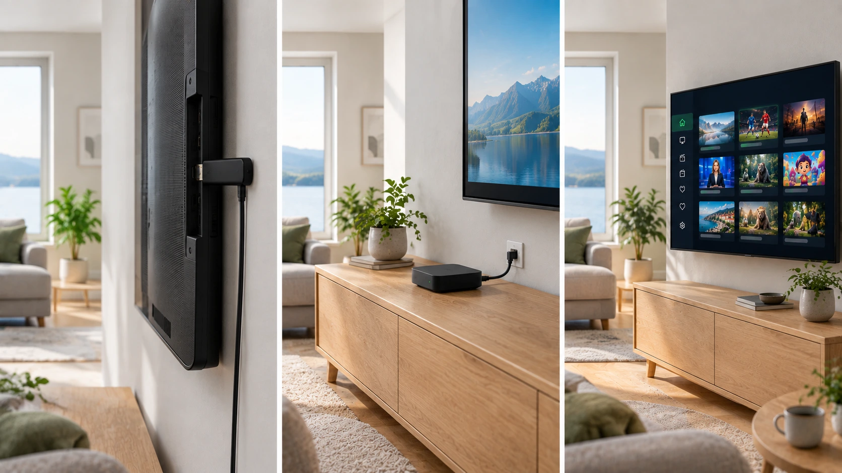 Streaming devices compared — stick, box and smart TV side by side