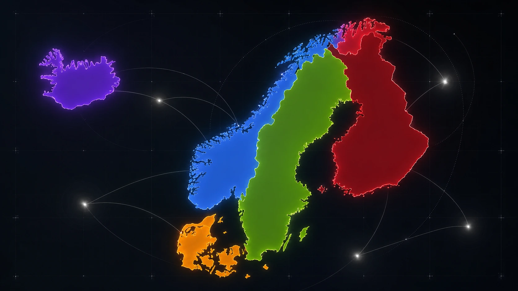 Map of the Nordic countries showing how TV rights are split per country in 2026