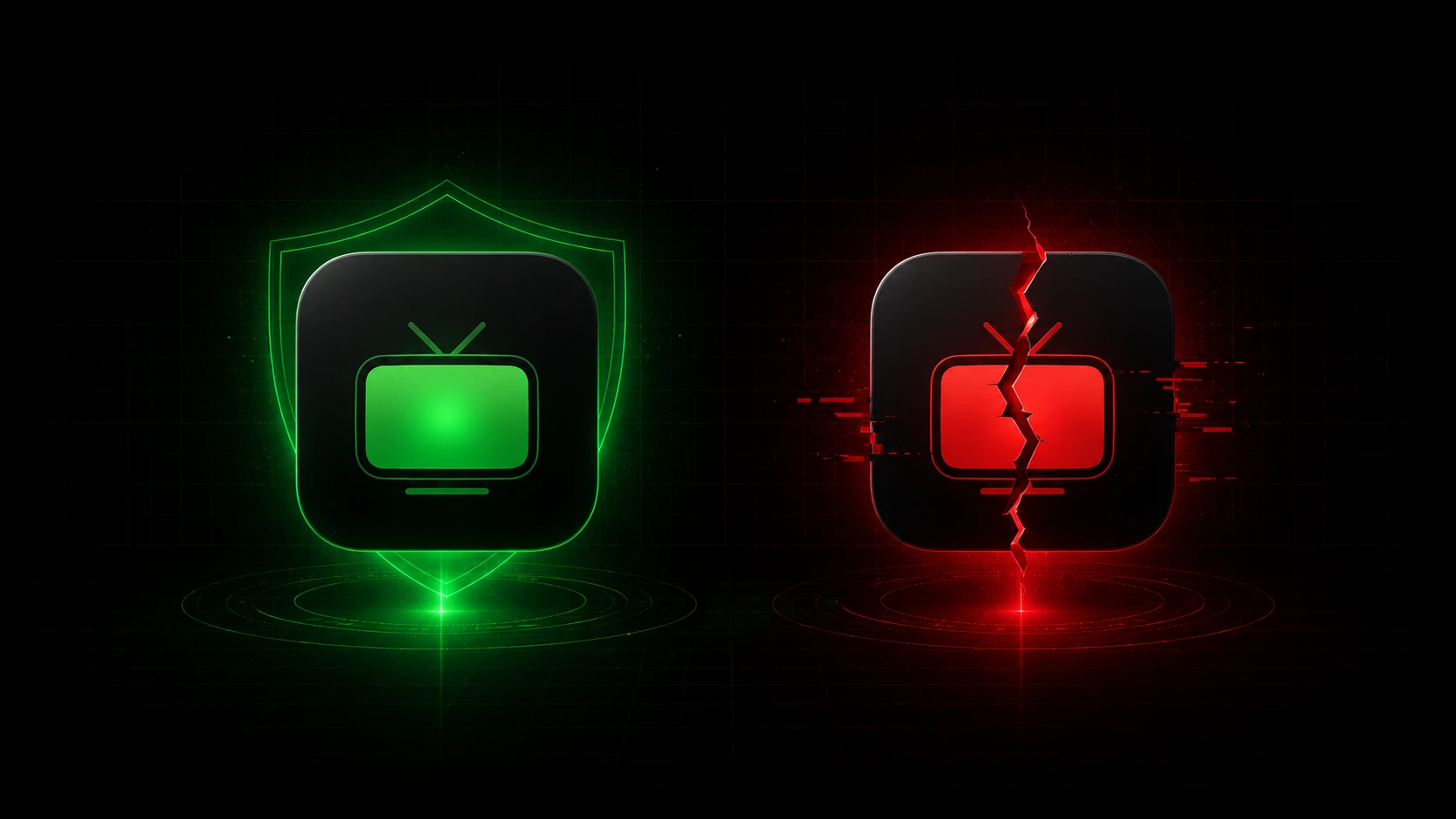 Comparing a genuine IPTV player app against a counterfeit copy