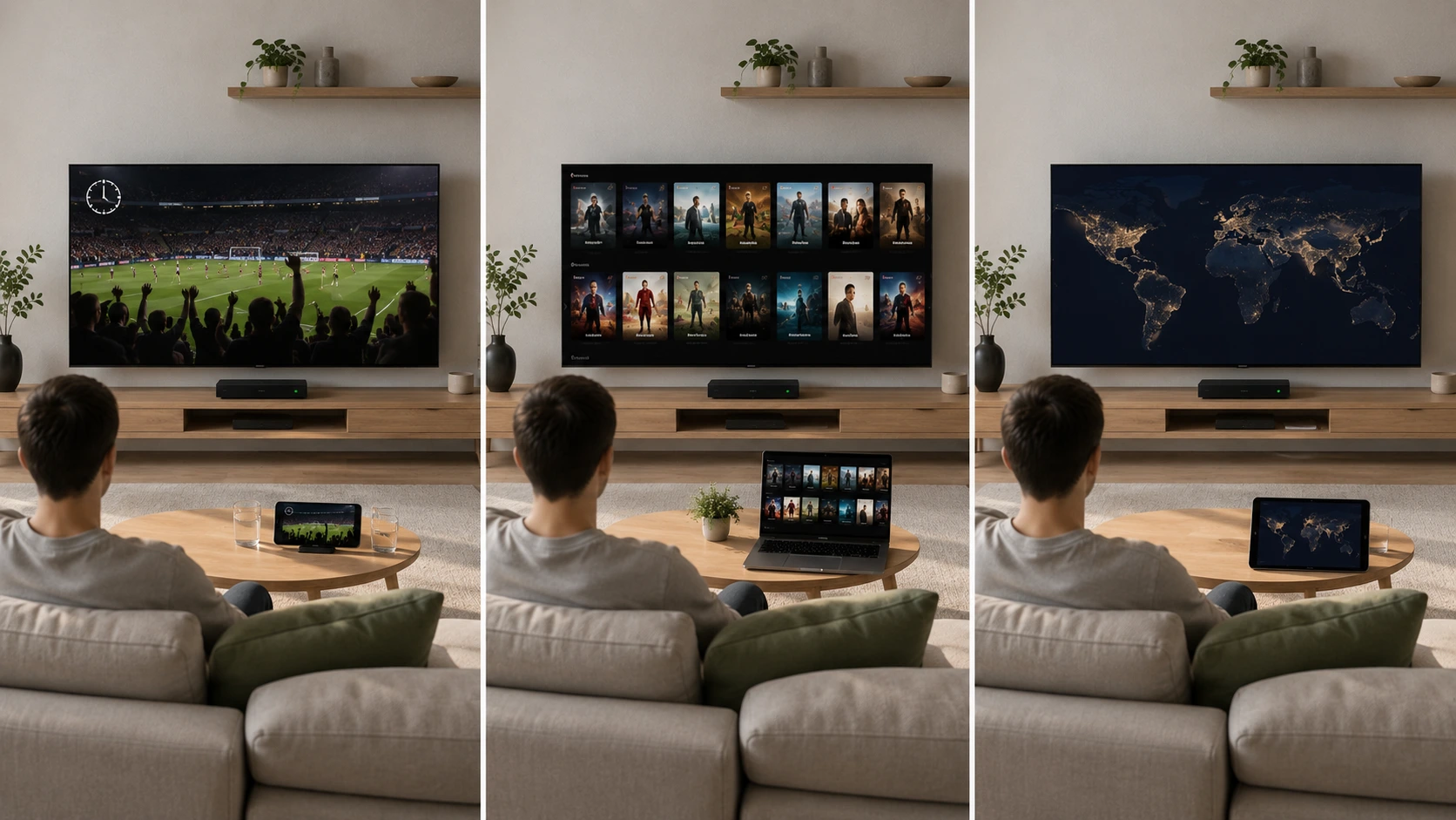 Three households, three different answers — sport, films, and home-country channels